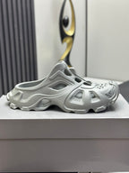 Balenciaga sandals, light gray, low side profile with chunky sole and perforated toe