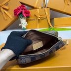 Louis Vuitton monogram zip pouch bag with brown leather interior
