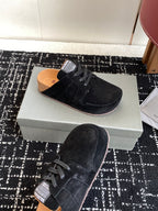 Balenciaga dark suede lace-up shoes with tan outsole, side angle