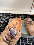 Balenciaga suede lace-up sandals in tan, insole branding and laces detail