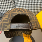 Brown monogram baseball cap with adjustable back strap and FENDI tag