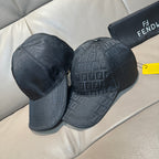 Fendi earflap cap in dark gray with FF monogram and side ear flaps.