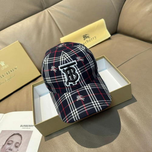 Burberry plaid baseball cap with TB logo and small horse motifs