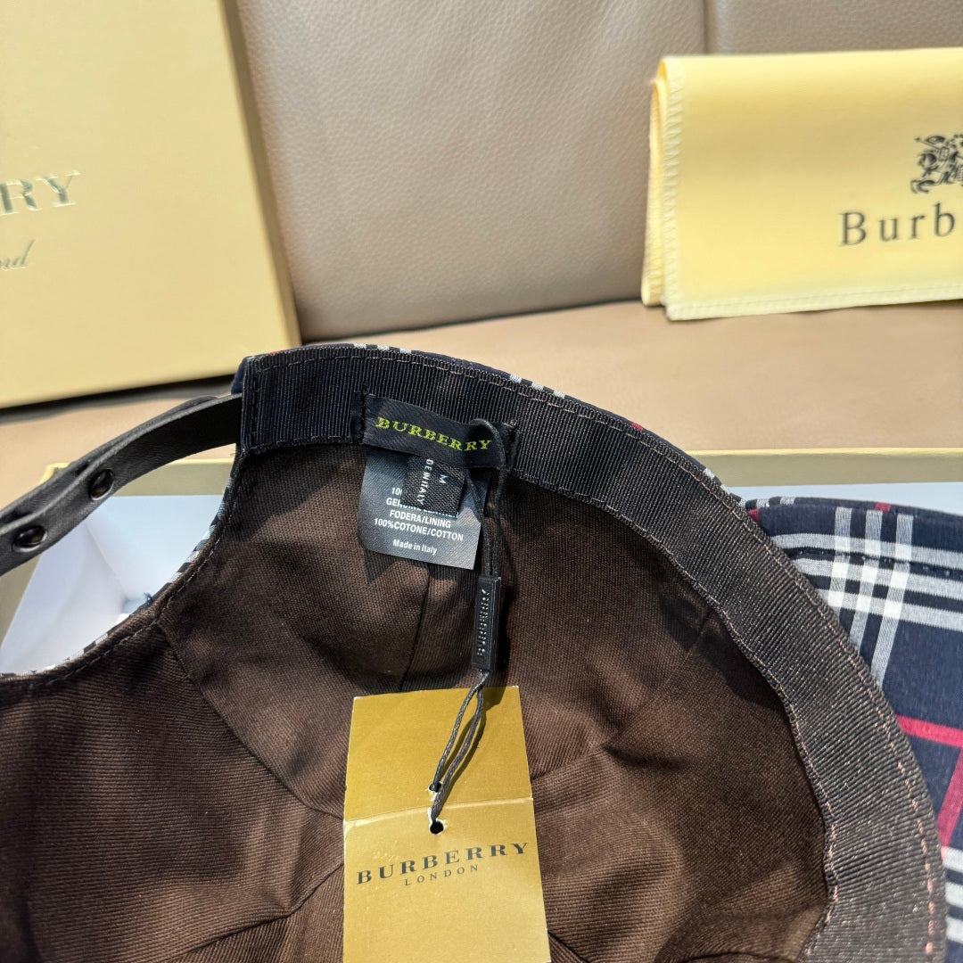 Burberry baseball cap interior view with fabric lining and size tag