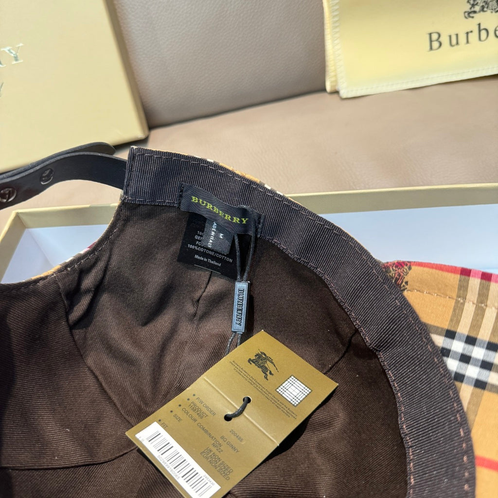 Inside view of a dark fabric baseball cap with size label and product tag