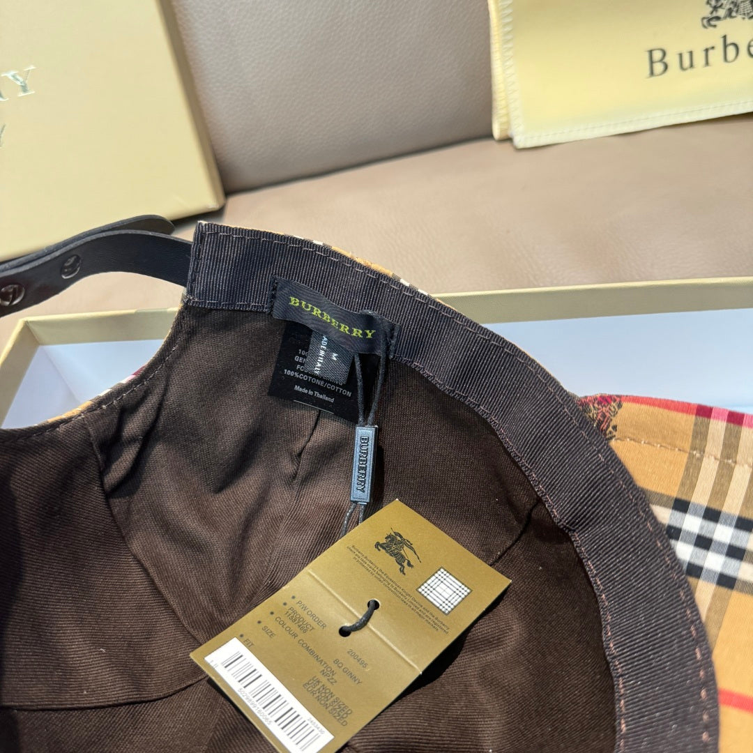 Inside view of a dark fabric baseball cap with size label and product tag