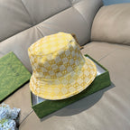 Gucci yellow GG monogram bucket hat with stitched brim