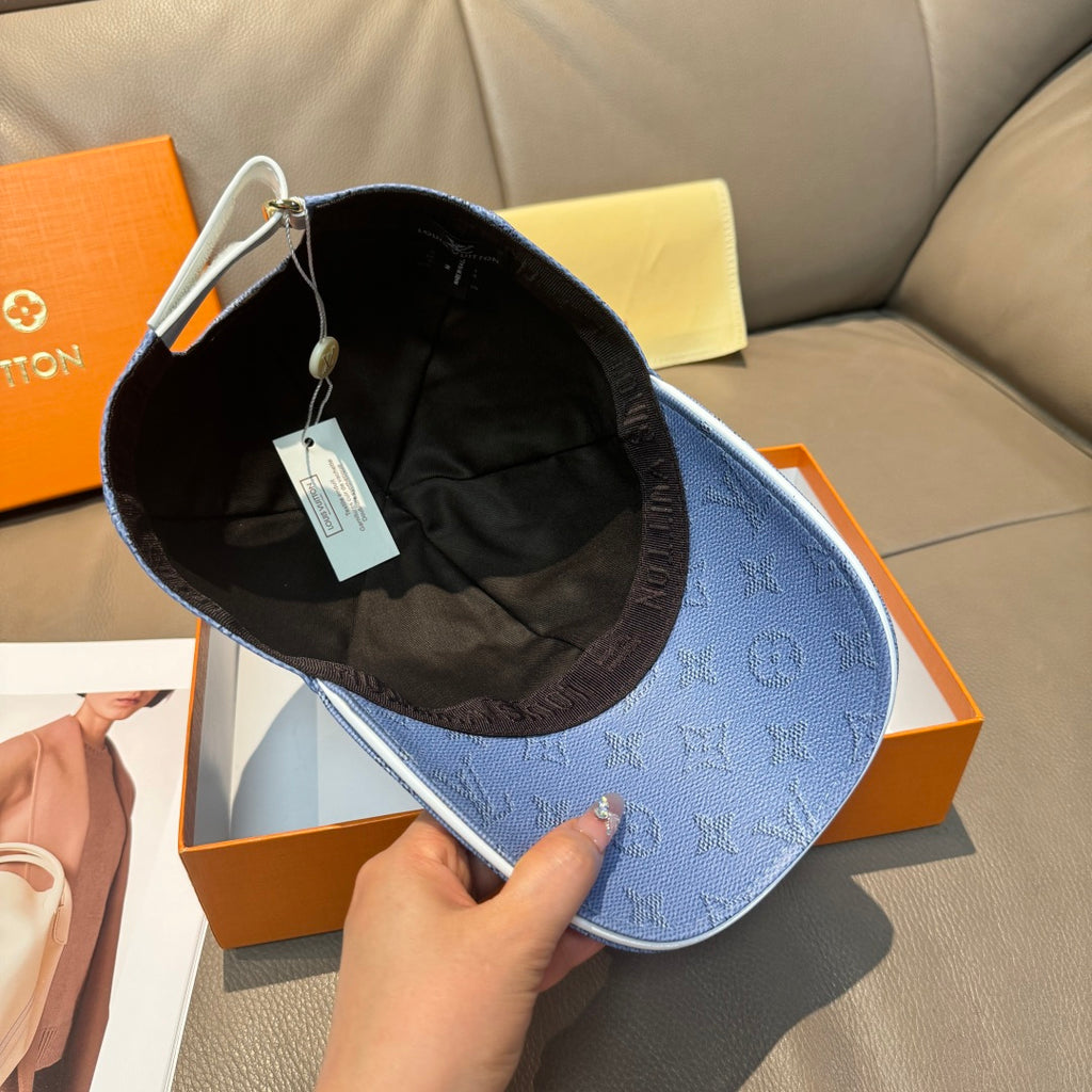 Louis Vuitton monogram baseball cap, light blue, interior lining visible