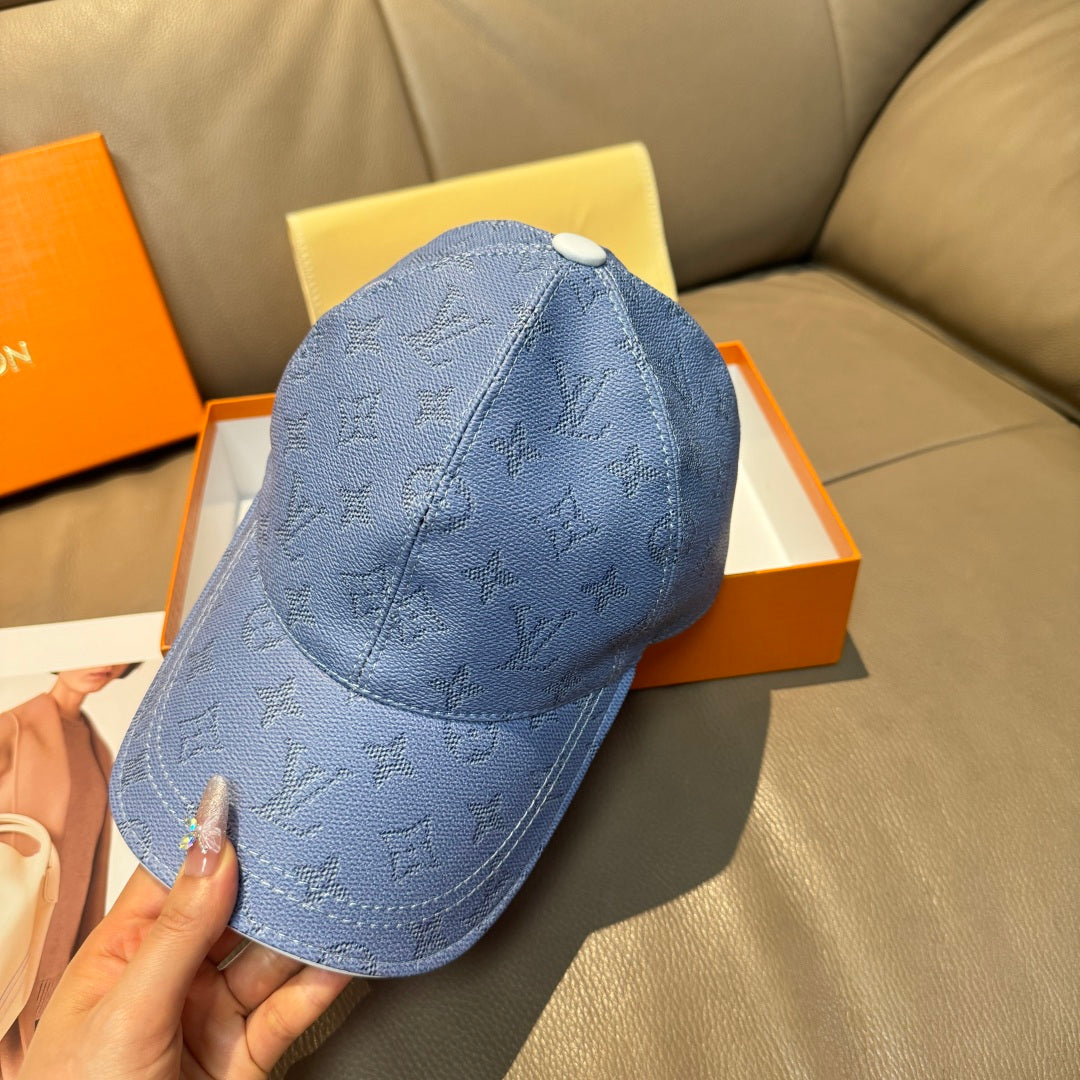 Louis Vuitton monogram baseball cap, light blue with small round top button