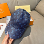 Louis Vuitton baseball cap in dark navy with blue monogram, front view