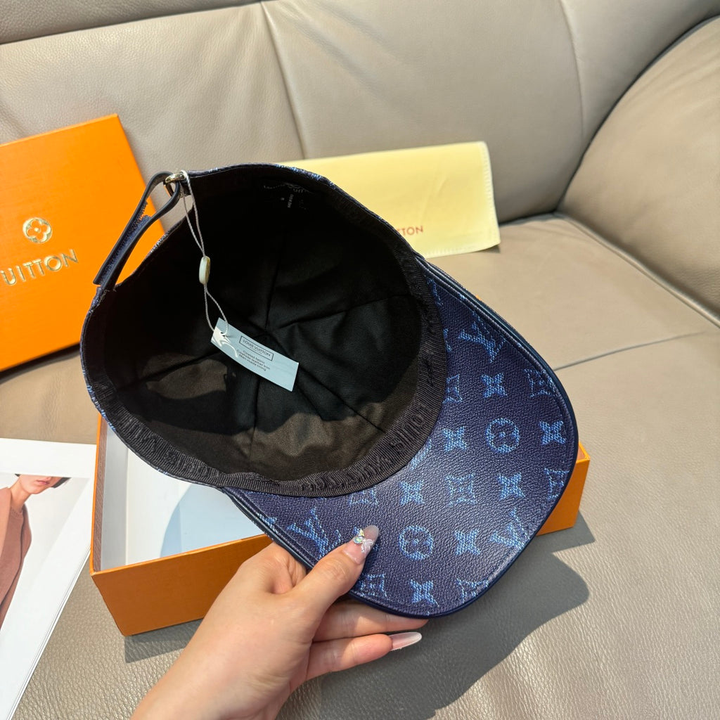 Louis Vuitton baseball cap, dark navy monogram with interior lining and tag