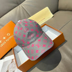 Louis Vuitton baseball cap, gray with pink monogram pattern