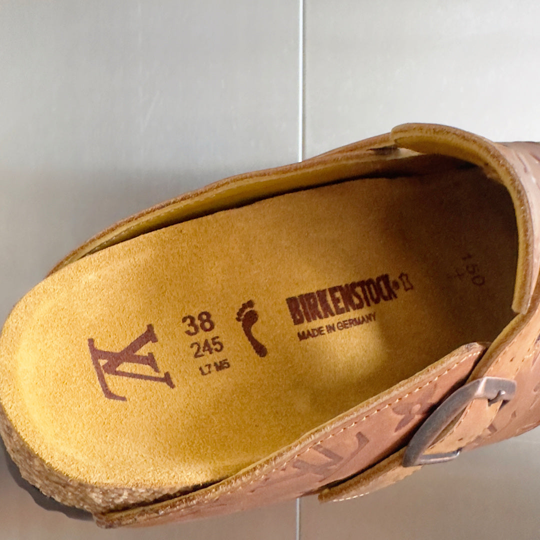 Birkenstock insole on Louis Vuitton x Birkenstock sandals, size 38, Made in Germany