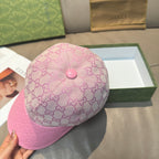 Gucci cap in pink with GG logo pattern, side seam and small pink top button