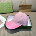 Gucci pink cap with GG logo print, curved brim and embroidered-style front detail