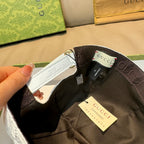 Gucci baseball cap interior view with label tag and black lining