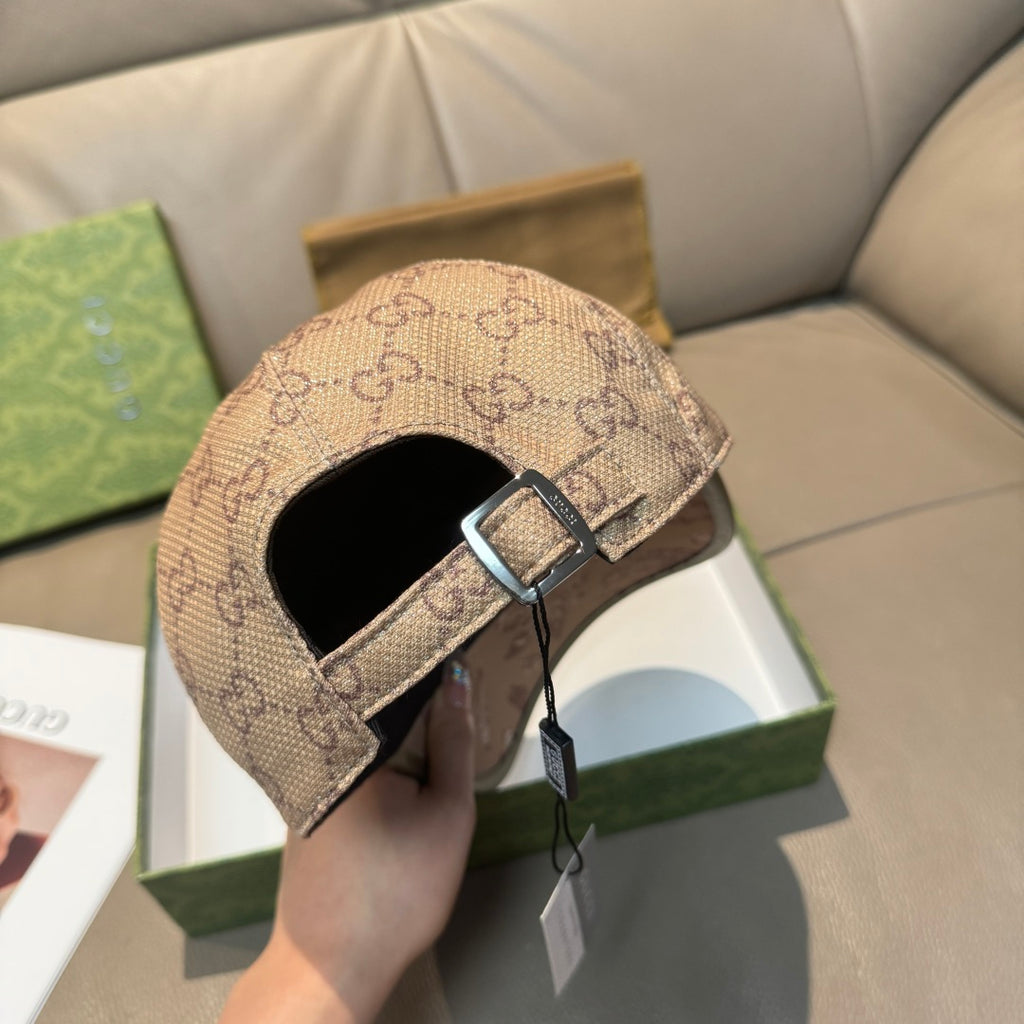 Gucci baseball cap back view with adjustable strap and metal buckle detail