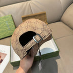 Gucci baseball cap back view with adjustable strap and metal buckle detail