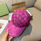 Gucci logo baseball cap in bright pink with GG monogram and glossy front patch