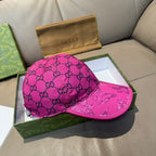 Gucci logo baseball cap in bright pink with GG monogram and curved brim