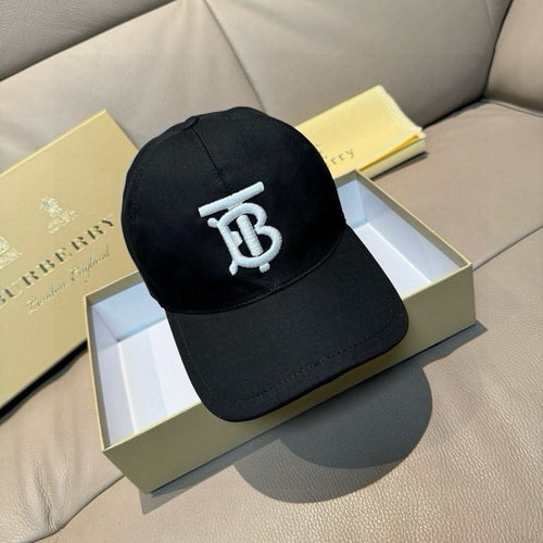Black baseball cap with white TB logo on front, curved brim