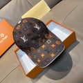 Dark brown Louis Vuitton monogram baseball cap with multicolor pattern and curved brim