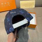 Louis Vuitton navy cap interior view with white logo patch and strap