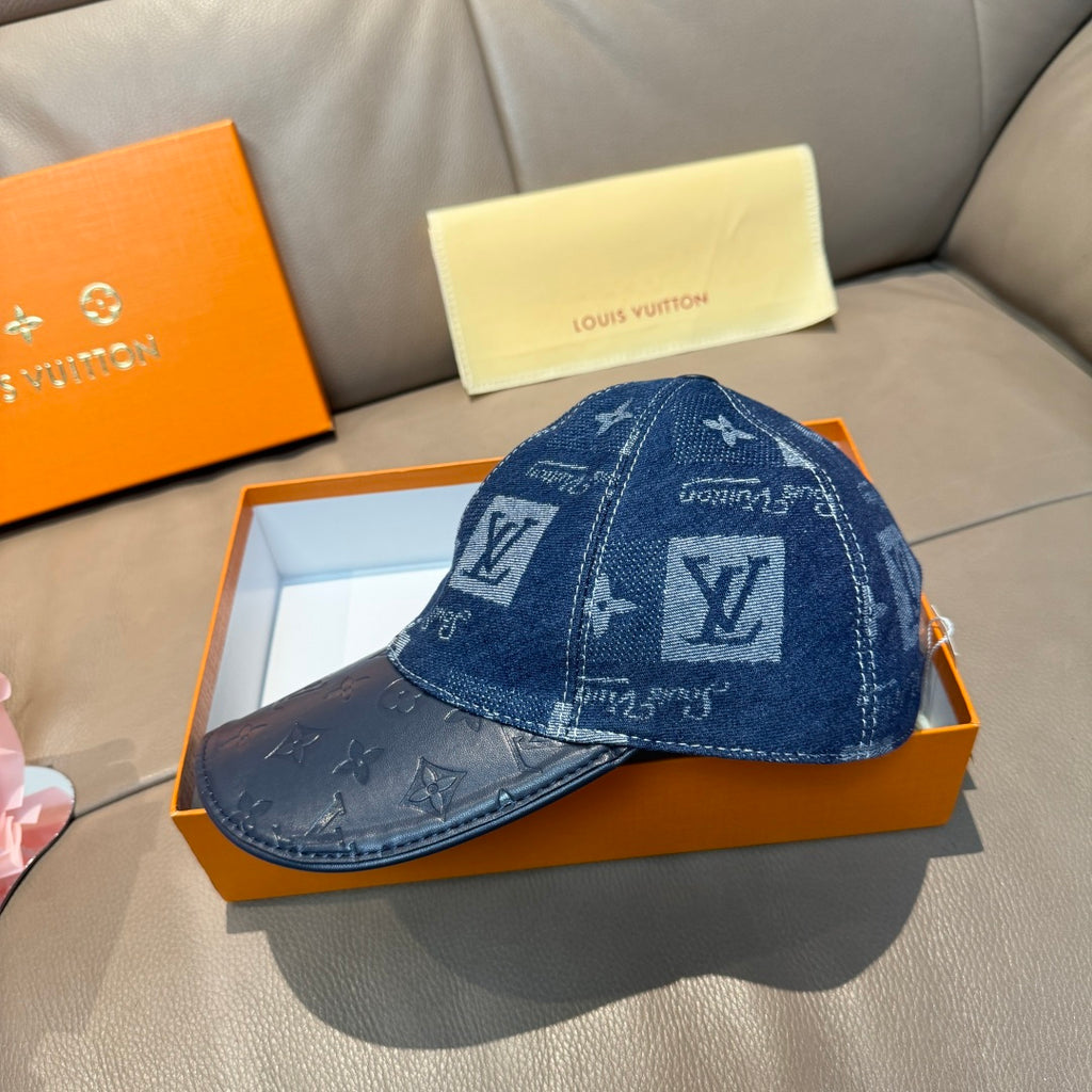 Louis Vuitton denim monogram baseball cap, blue with large front patch and brim