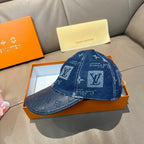 Louis Vuitton denim monogram baseball cap, blue with large front patch and brim