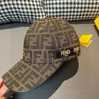 Fendi FF monogram baseball cap with top button and black FENDI Roma label