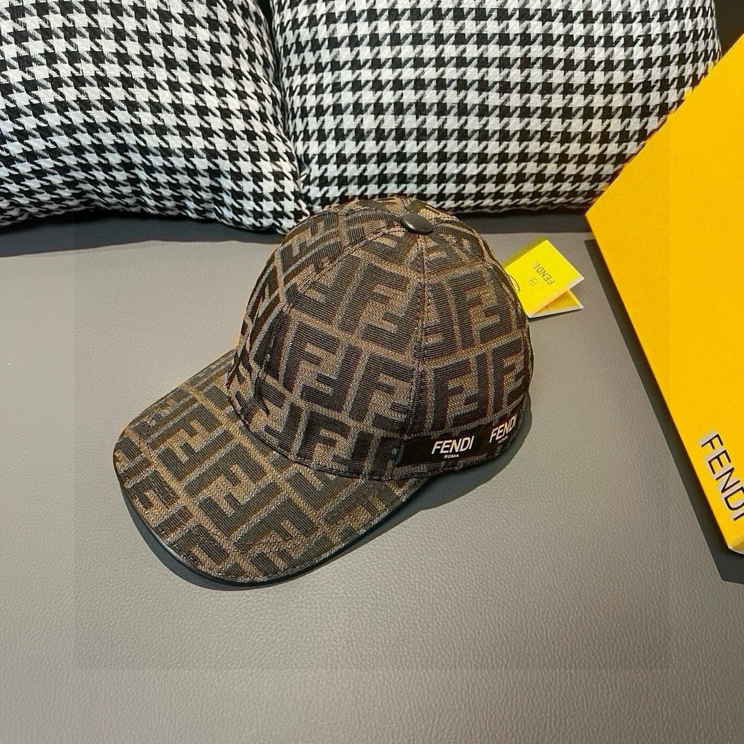 Fendi FF monogram baseball cap with curved brim and black FENDI Roma band