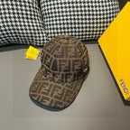 Fendi FF monogram baseball cap with curved brim and black FENDI patch on side