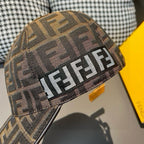 FF monogram baseball cap in brown/tan with bold front lettering detail