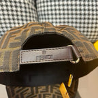 Logo baseball cap strap interior with FENDI label, brown/tan FF fabric
