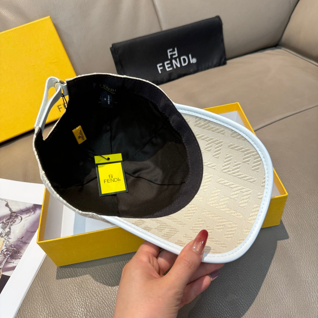 Fendi cap in light cream with interior lining visible and curved brim.