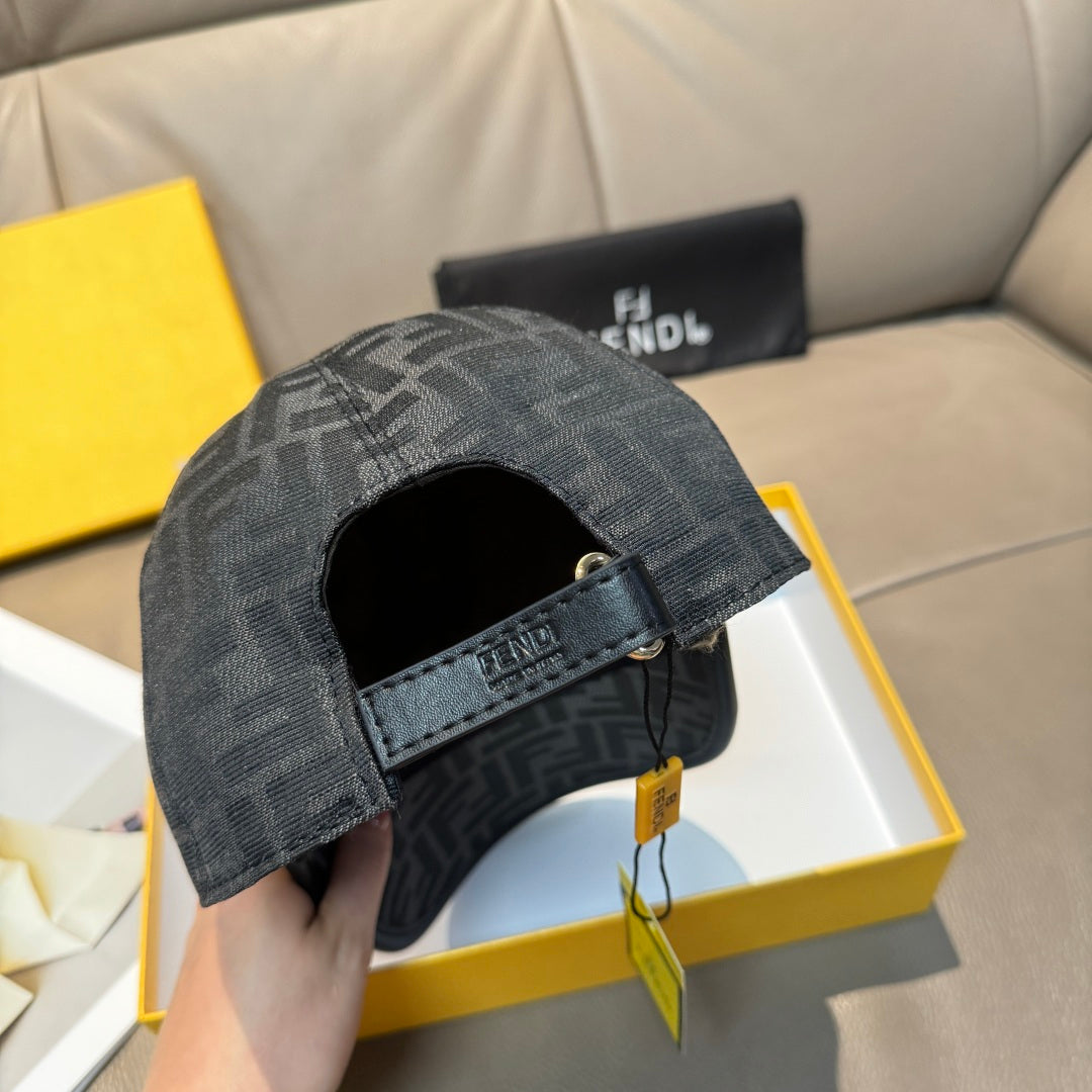 Fendi monogram baseball cap back view with adjustable strap and logo patch