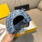 Blue FENDI monogram baseball cap with navy strap and buckle detail