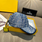 Blue FENDI monogram baseball cap with curved brim and top button
