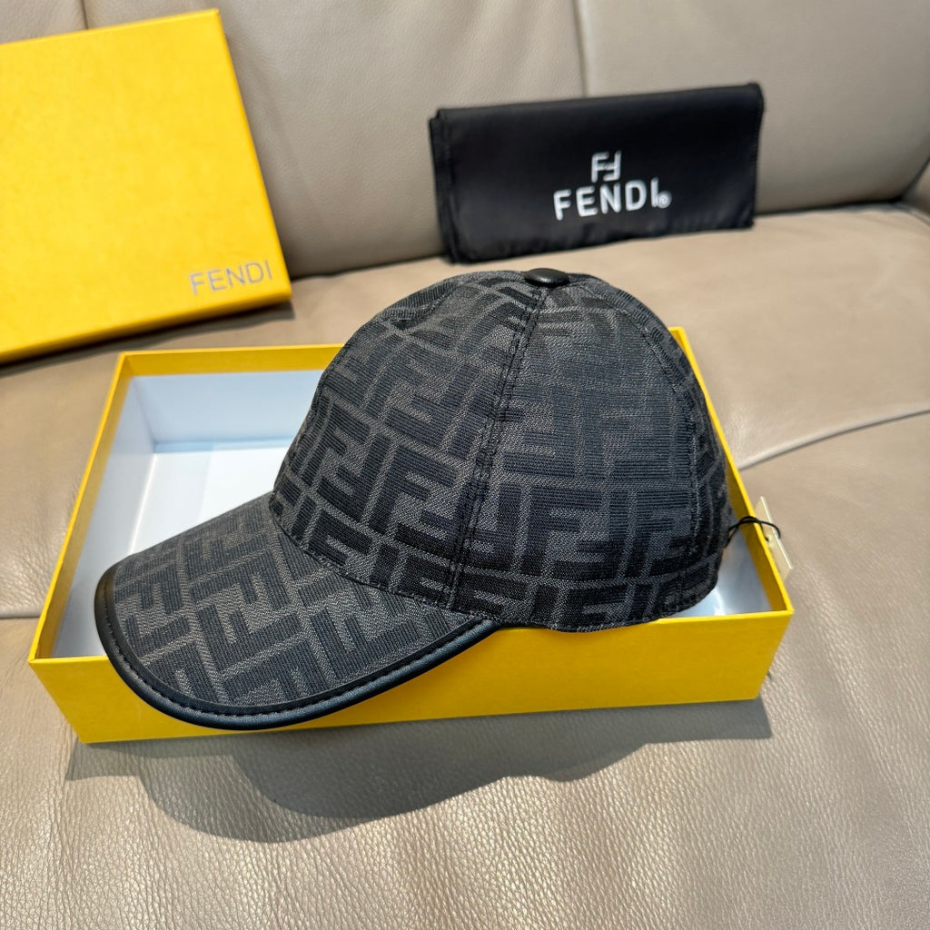 Fendi monogram baseball cap in dark gray with curved brim and stitched front logo