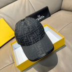 Fendi monogram baseball cap, dark gray with black brim and embroidered logo