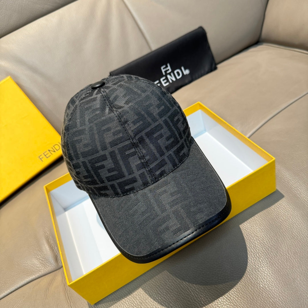 Fendi monogram baseball cap, dark gray with black brim and embroidered logo