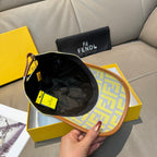 Fendi cap with black interior lining and tan-brown trim, FF monogram crown