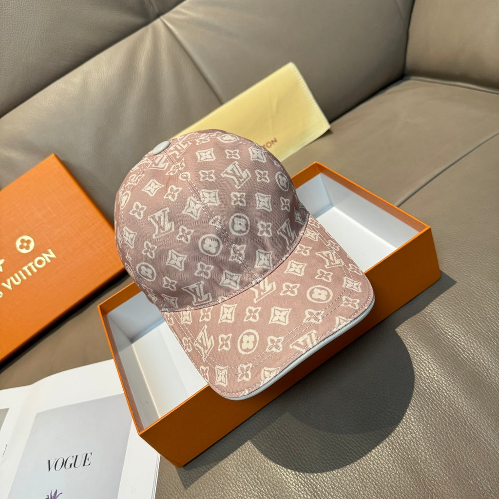 Louis Vuitton monogram baseball cap in taupe with white pattern, curved brim