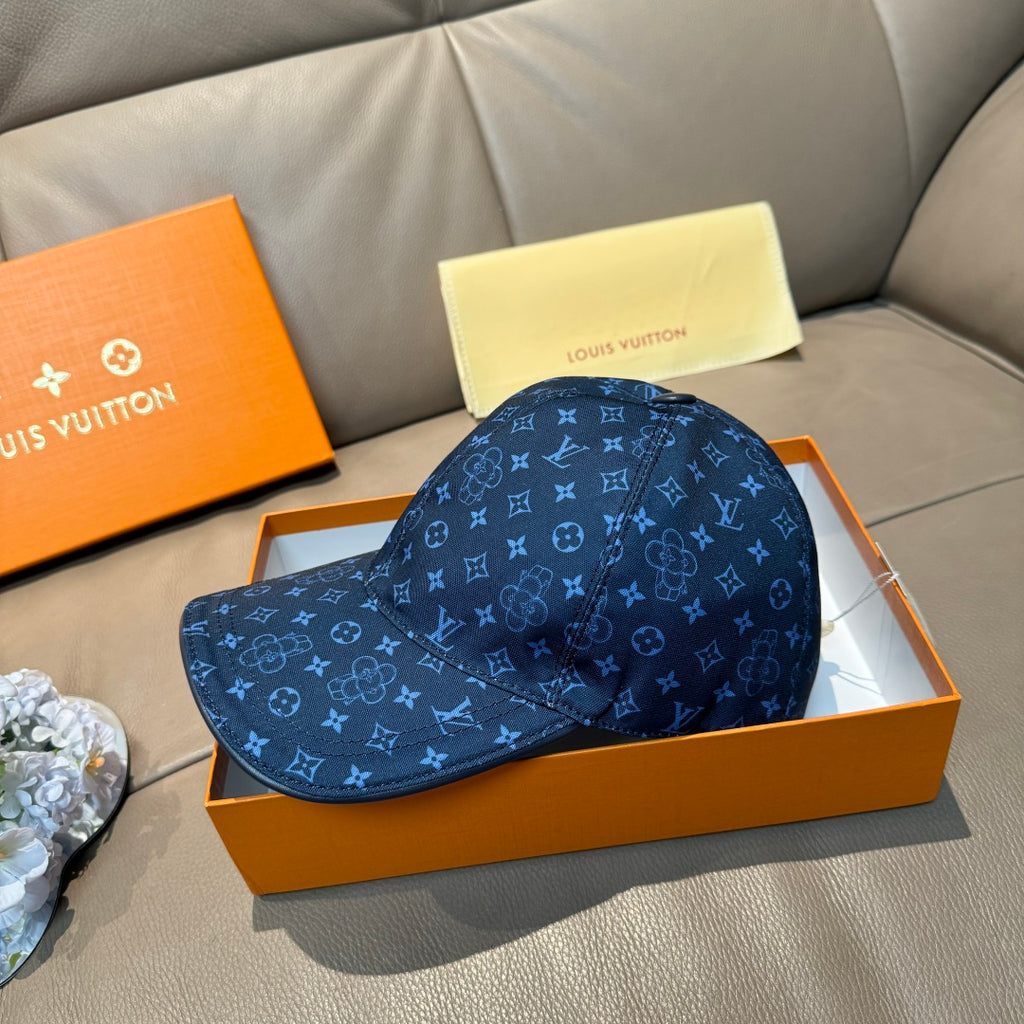 Louis Vuitton monogram baseball cap, blue, curved brim with front panels