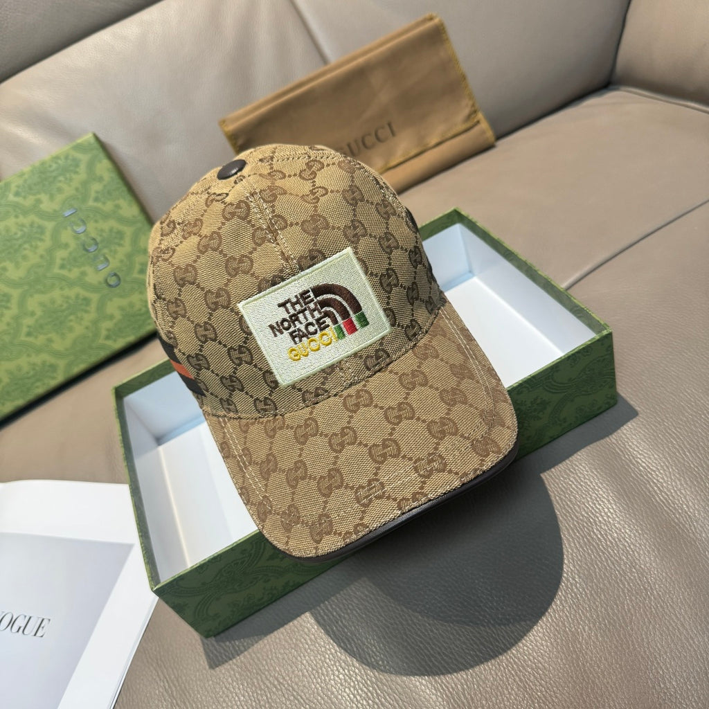 Gucci GG monogram baseball cap with front logo patch and multicolor stripe