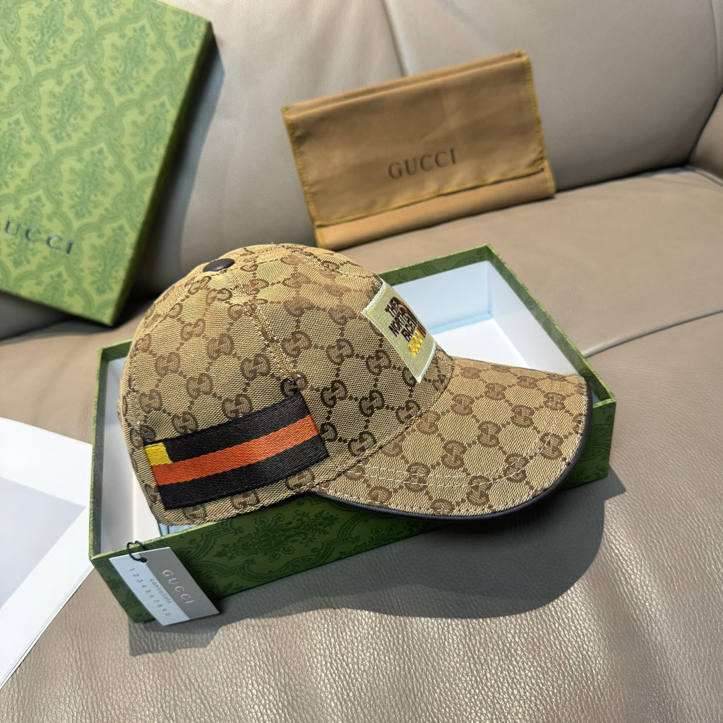 Gucci GG monogram baseball cap with multicolor stripe detail and brim