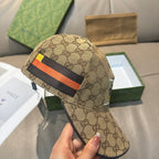 Gucci GG monogram cap with multicolor stripe band and curved brim