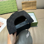 Black Gucci cap back panel with adjustable strap and inner logo patch
