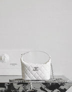 Chanel white quilted mini bag with interlaced chain strap
