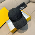 Fendi cap in dark gray with FF monogram pattern and curved brim